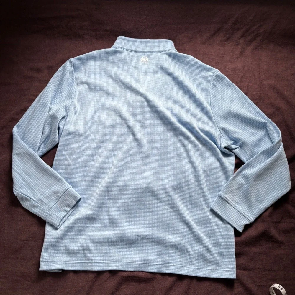 Vineyard Vines OTG Bluffs Quarter-Zip Pullover Blue Micro Check Mens XL